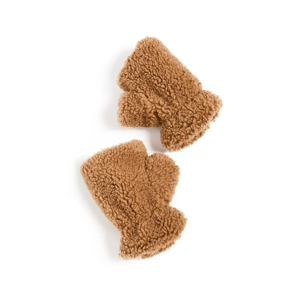 Apparis Women's Ariel Luxe Teddie Mittens, Hazelnut, Tan, One Size